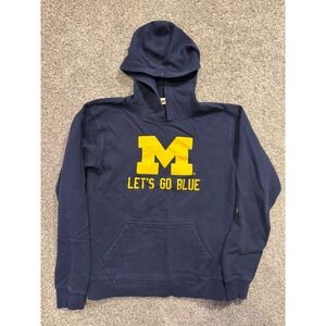 Michigan Wolverines Hoodie Kids M 10/12 Blue Navy Lets Go Blue Sweatshirt